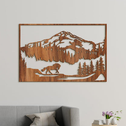 Horska sceneria s konom-DREVTEX