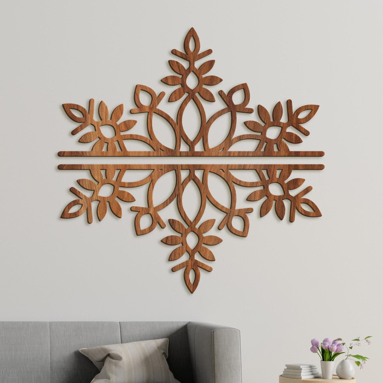 Dvojdielna drevená mandala SNOW-DREVTEX