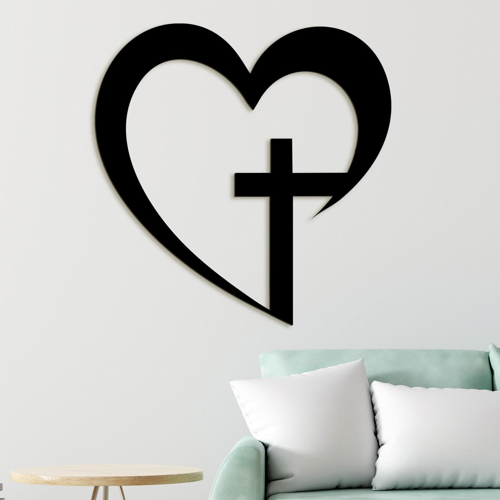 Drevený obraz na stenu Kríž v srdci-DREVTEX