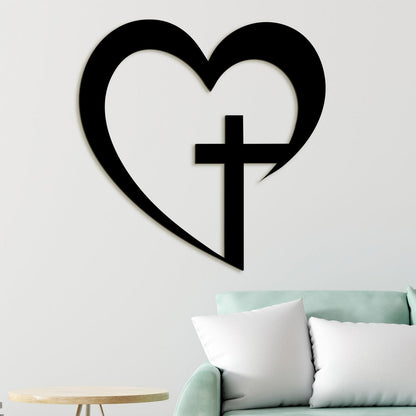 Drevený obraz na stenu Kríž v srdci-DREVTEX