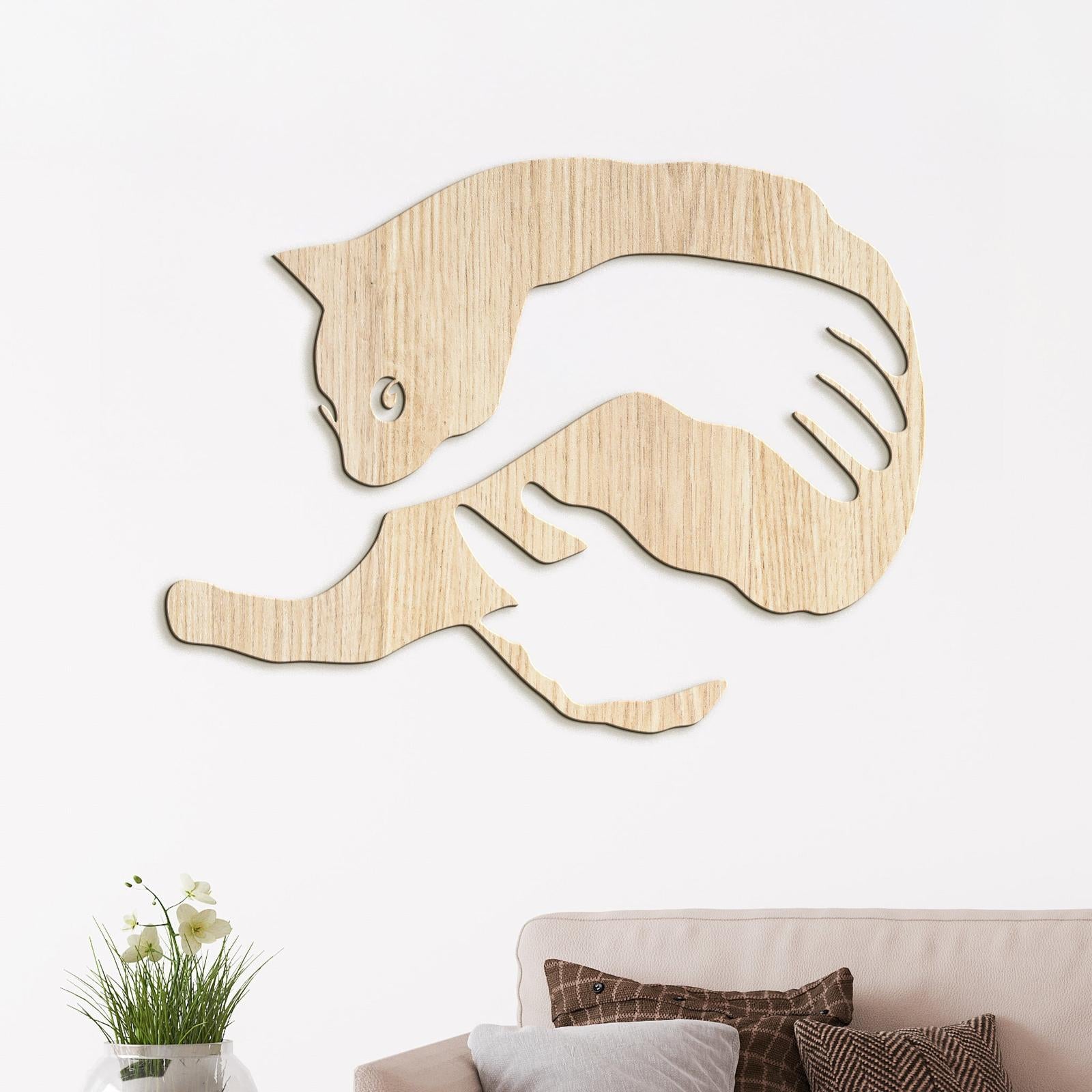 Drevený obraz na stenu mačka v náručí-DREVTEX