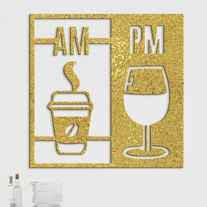 Drevená dekorácia Deň začína kávou a končí vínom-DREVTEX