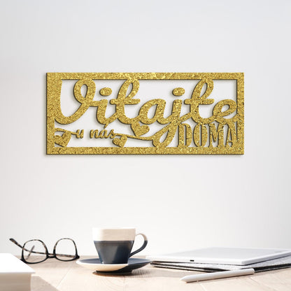 Drevený nápis VITAJTE u nás DOMA-DREVTEX