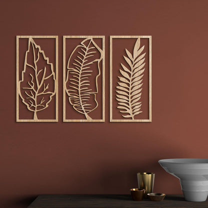 Trojdielny obraz Listy-DREVTEX