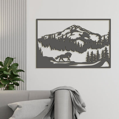 Horska sceneria s konom-DREVTEX