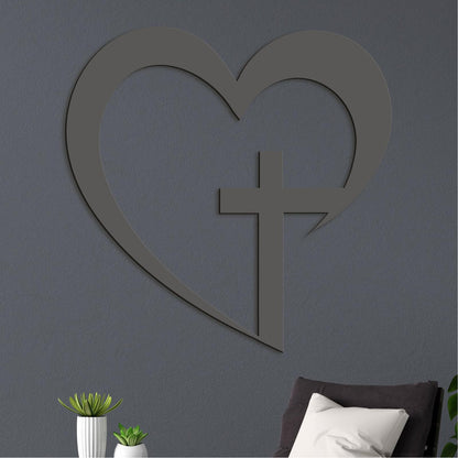 Drevený obraz na stenu Kríž v srdci-DREVTEX