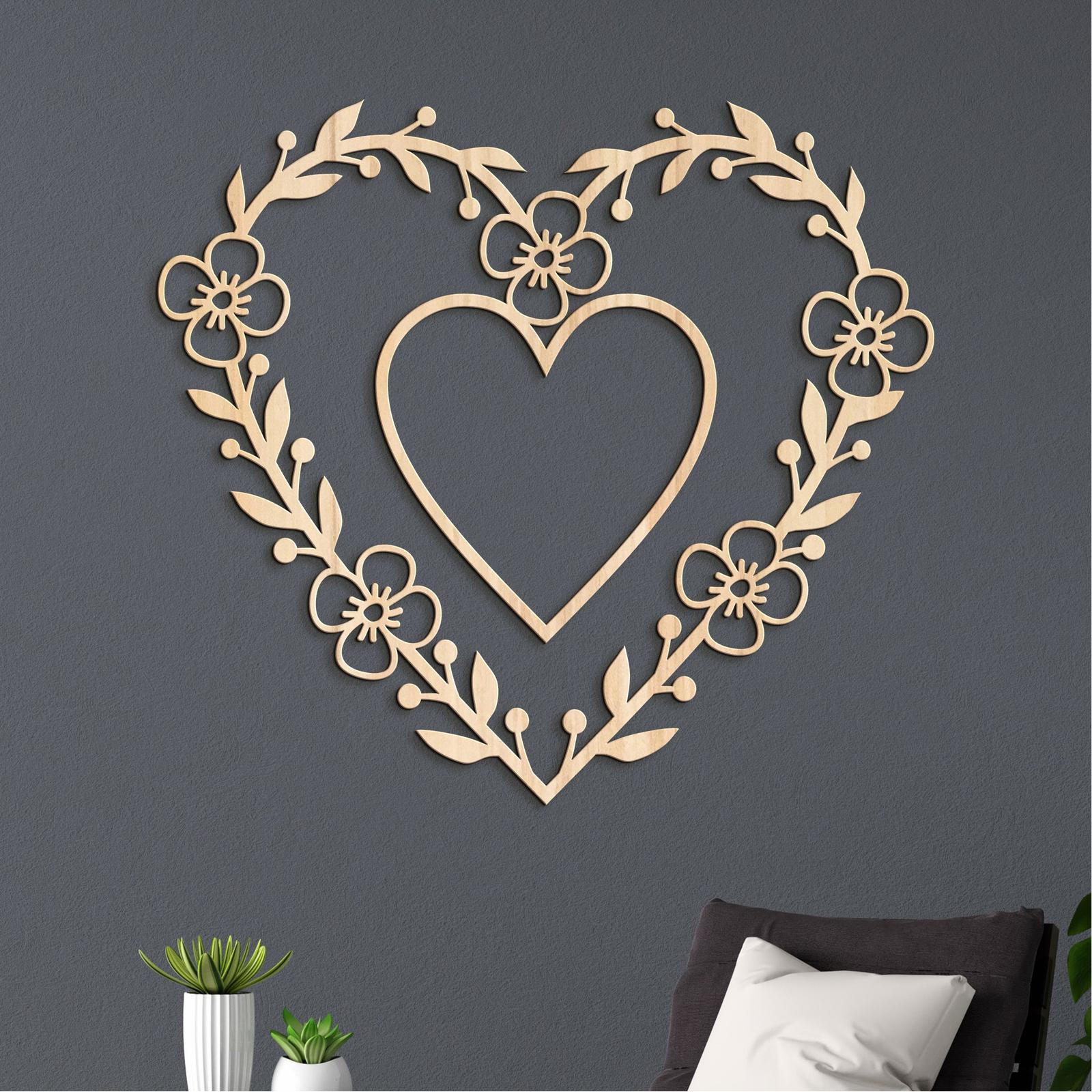 Romantický obraz na stenu HEART-DREVTEX