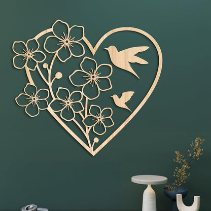 Drevený obraz Srdce s kvetmi-DREVTEX