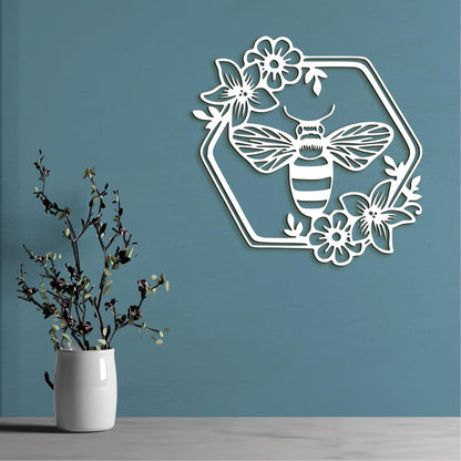 Drevený obraz Včela s kvetmi-DREVTEX