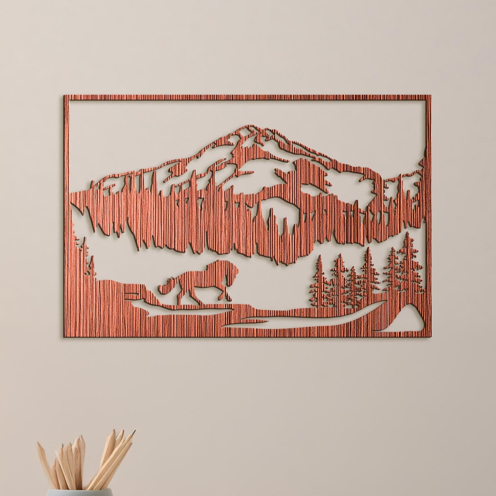 Horska sceneria s konom-DREVTEX