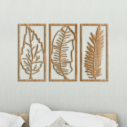 Trojdielny obraz Listy-DREVTEX