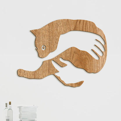 Drevený obraz na stenu mačka v náručí-DREVTEX