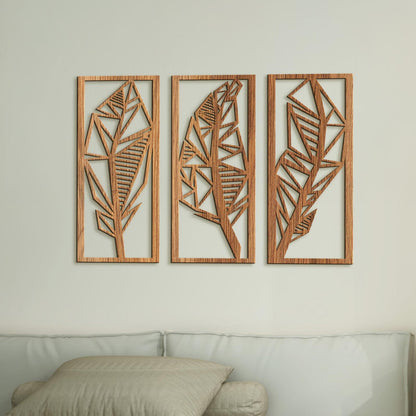 Trojdielny obraz Listy 3D-DREVTEX