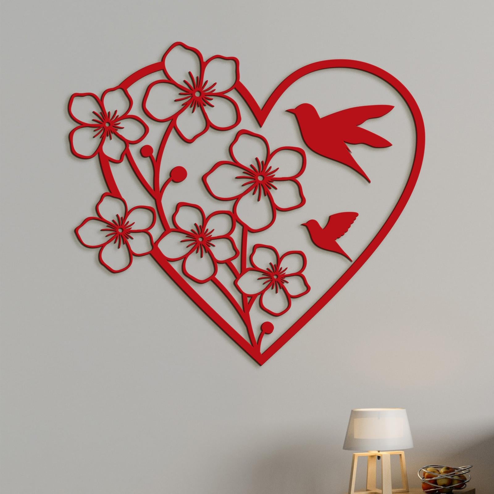 Drevený obraz Srdce s kvetmi-DREVTEX