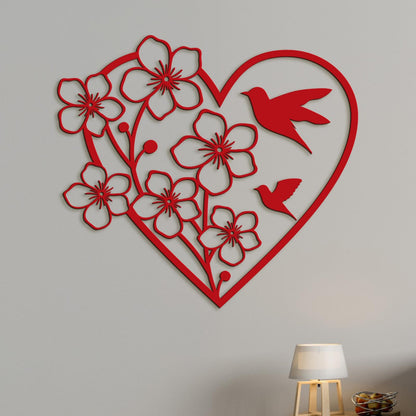 Drevený obraz Srdce s kvetmi-DREVTEX