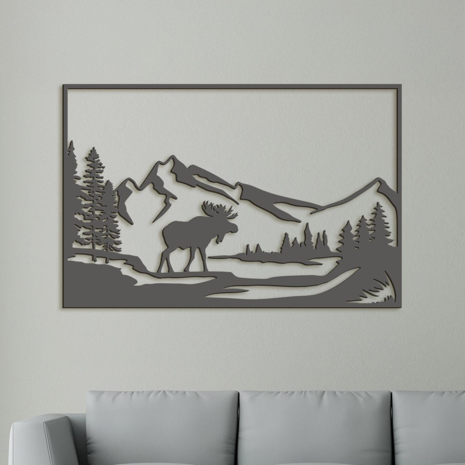 Horska sceneria s lososom-DREVTEX