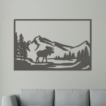 Horska sceneria s lososom-DREVTEX