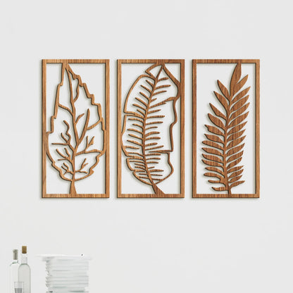 Trojdielny obraz Listy-DREVTEX