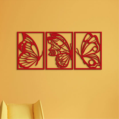 Trojdielny drevený obraz motýle-DREVTEX