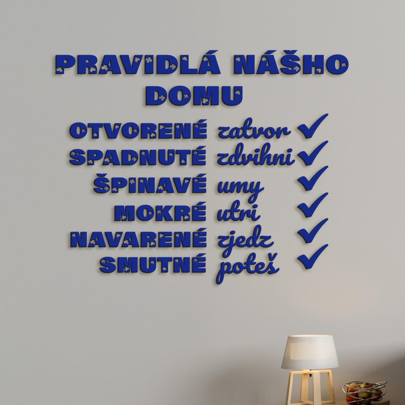 Drevený citát Pravidlá nášho domu-DREVTEX