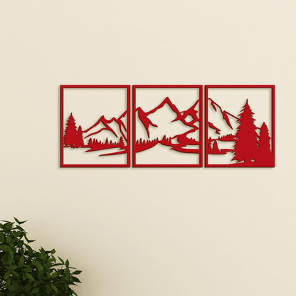 Trojdielny obraz na stenu Hory-DREVTEX