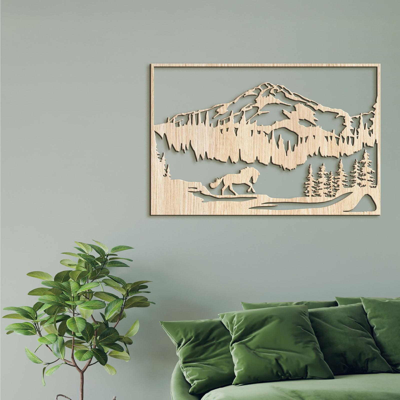 Horska sceneria s konom-DREVTEX