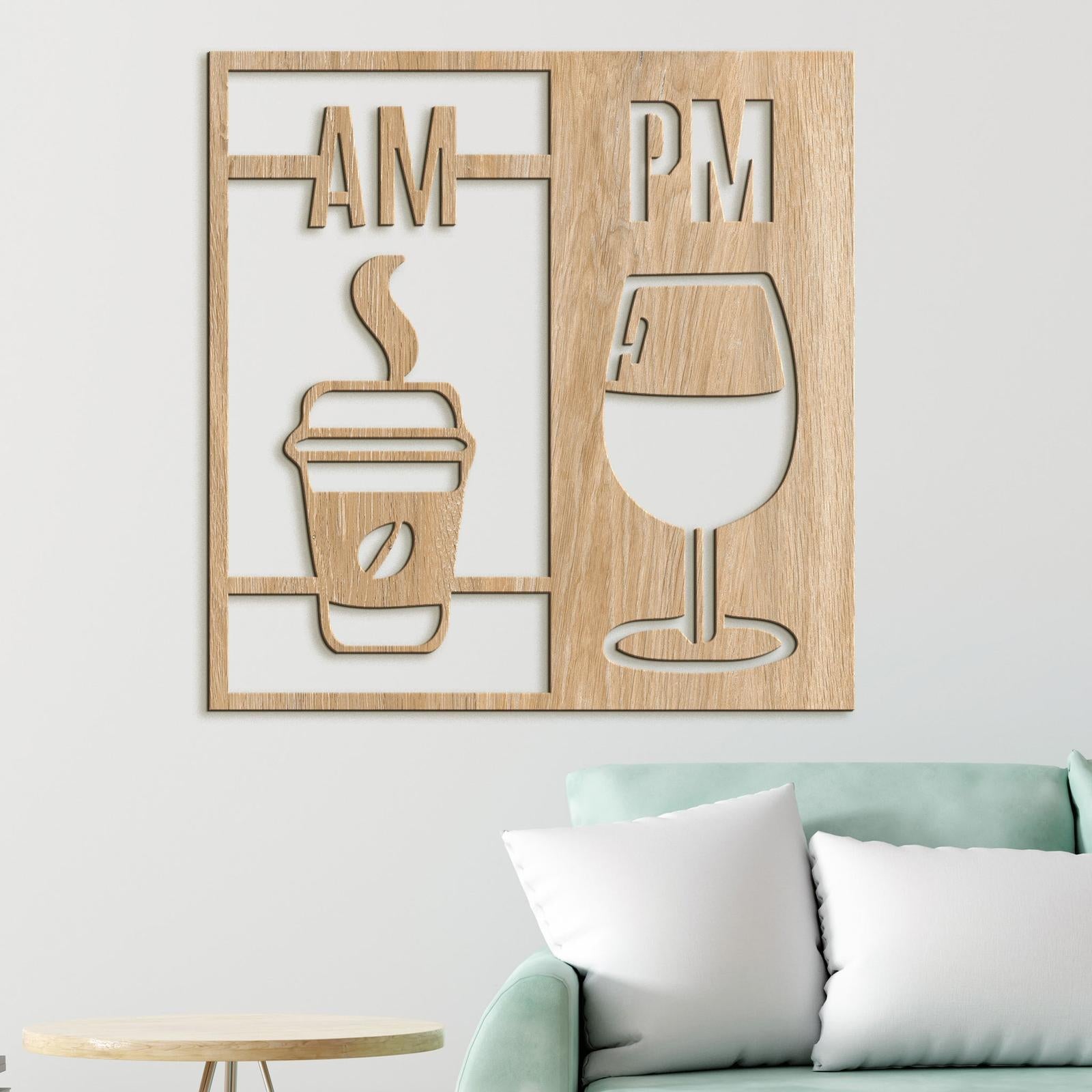 Drevená dekorácia Deň začína kávou a končí vínom-DREVTEX