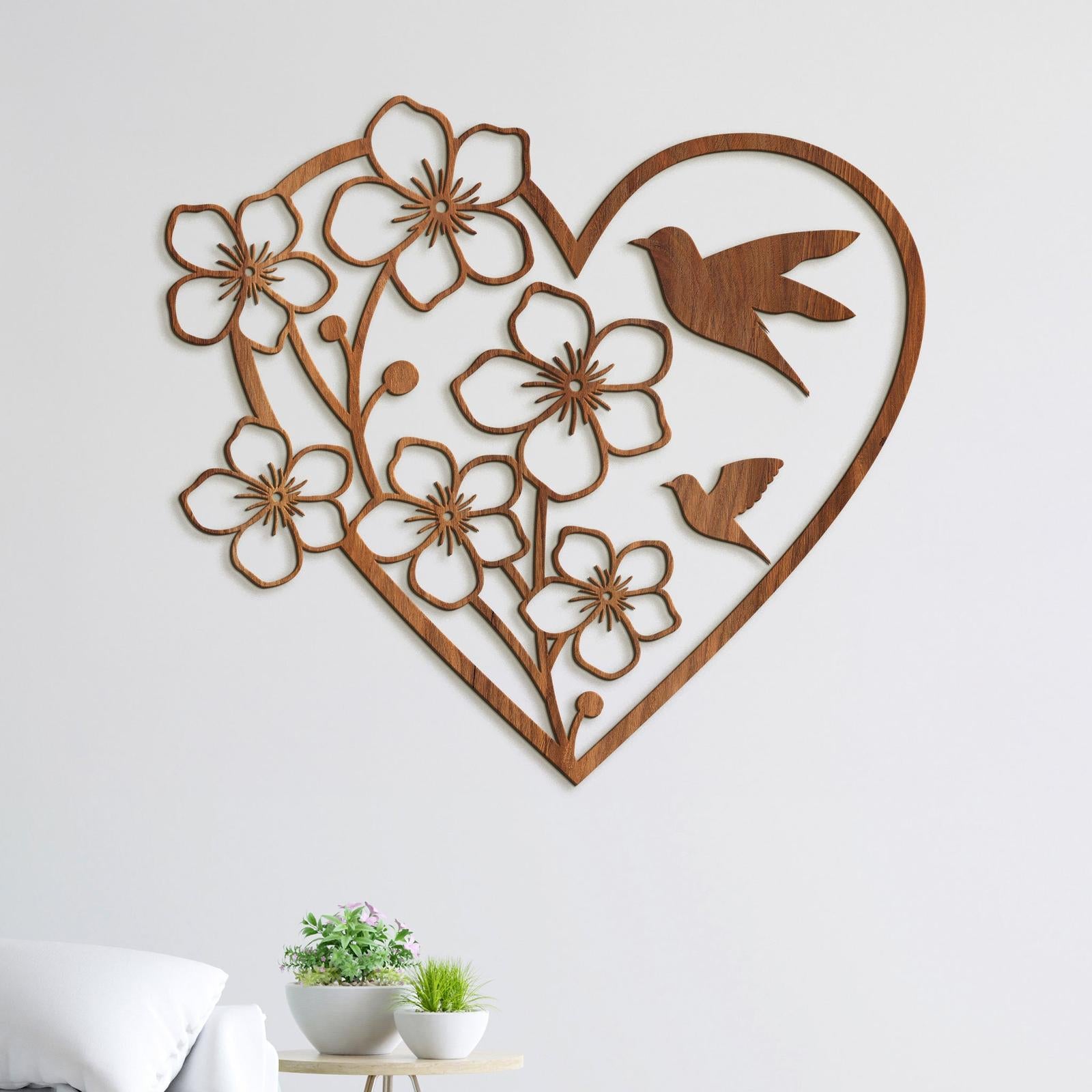 Drevený obraz Srdce s kvetmi-DREVTEX
