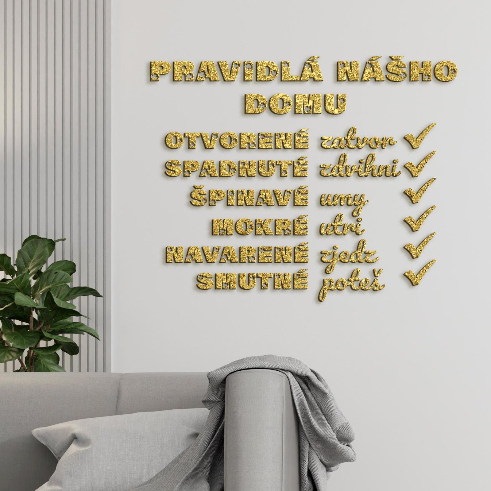 Drevený citát Pravidlá nášho domu-DREVTEX