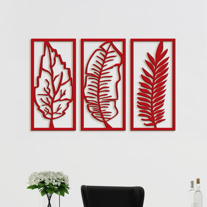 Trojdielny obraz Listy-DREVTEX