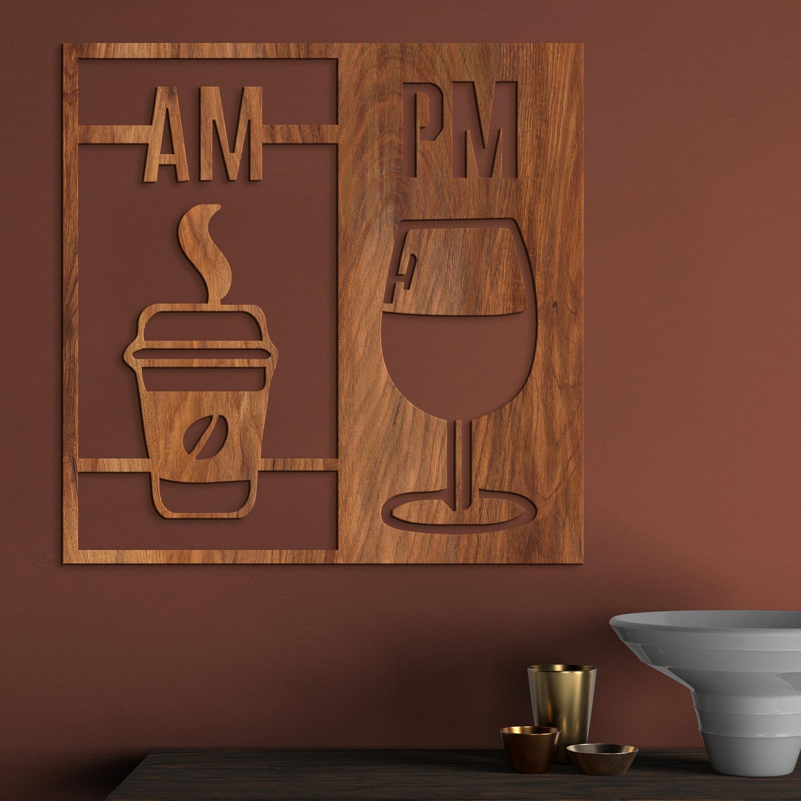 Drevená dekorácia Deň začína kávou a končí vínom-DREVTEX