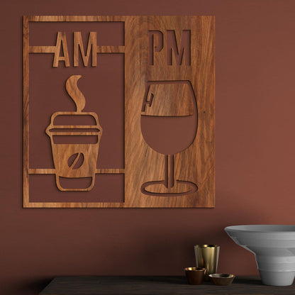 Drevená dekorácia Deň začína kávou a končí vínom-DREVTEX