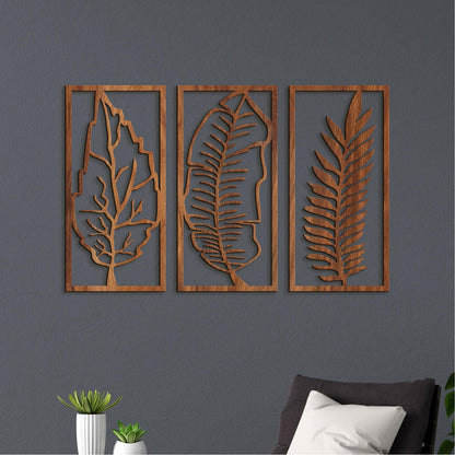 Trojdielny obraz Listy-DREVTEX