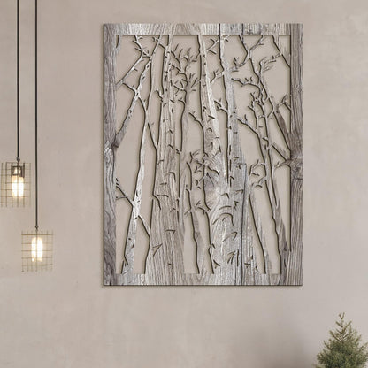 Drevený obraz na stenu silueta lesa-DREVTEX