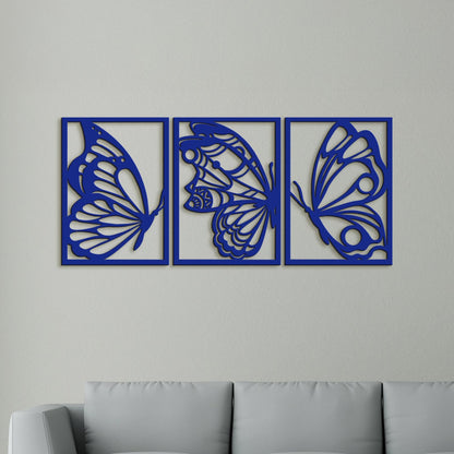 Trojdielny drevený obraz motýle-DREVTEX