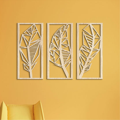 Trojdielny obraz Listy 3D-DREVTEX