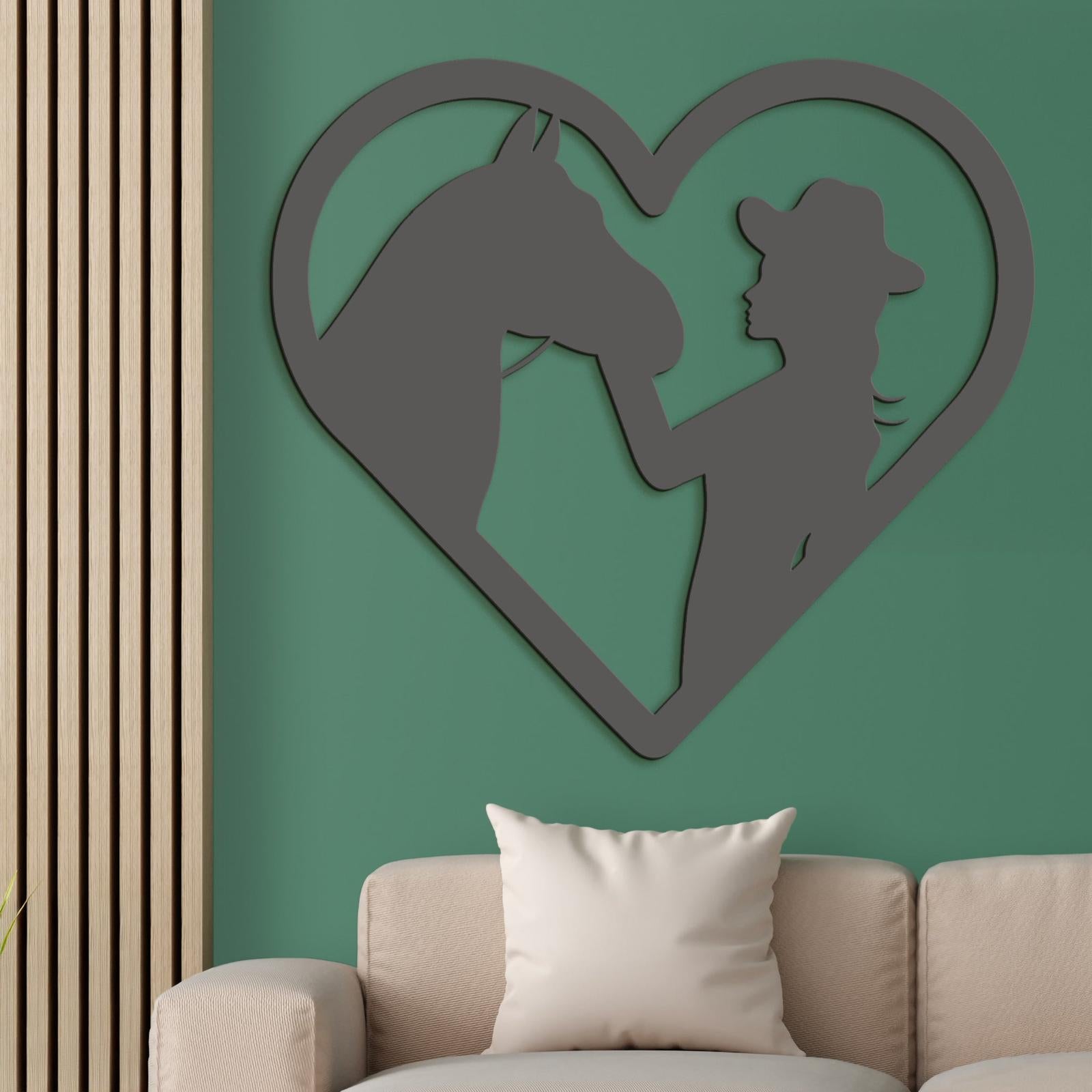 Drevený obraz na stenu žena s koňom-DREVTEX