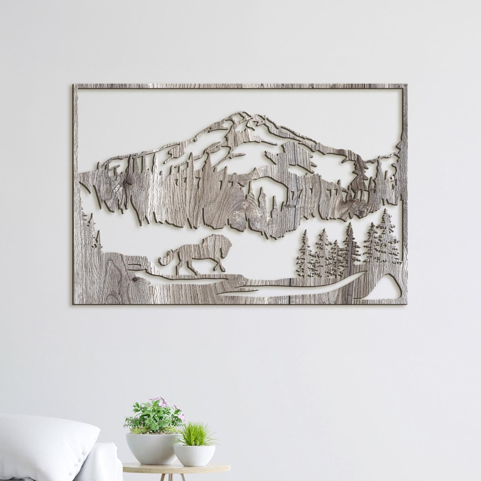 Horska sceneria s konom-DREVTEX