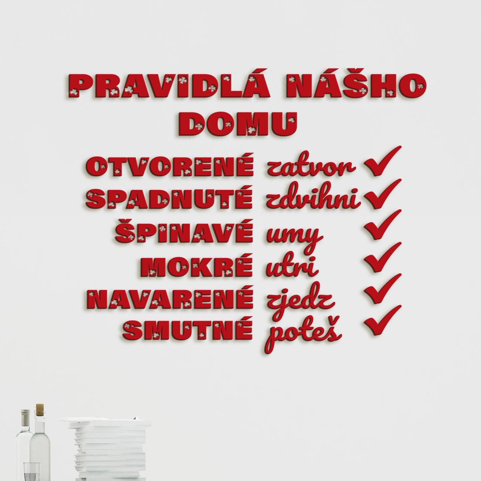 Drevený citát Pravidlá nášho domu-DREVTEX