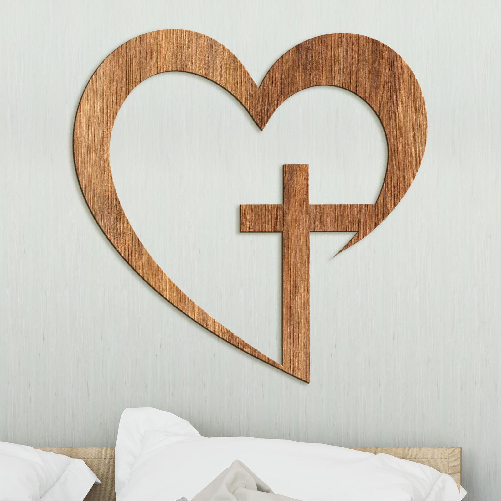 Drevený obraz na stenu Kríž v srdci-DREVTEX