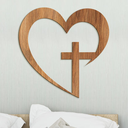 Drevený obraz na stenu Kríž v srdci-DREVTEX