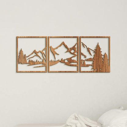 Trojdielny obraz na stenu Hory-DREVTEX