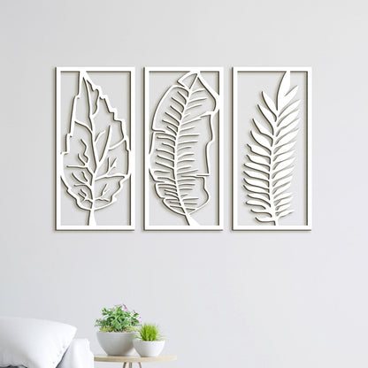 Trojdielny obraz Listy-DREVTEX