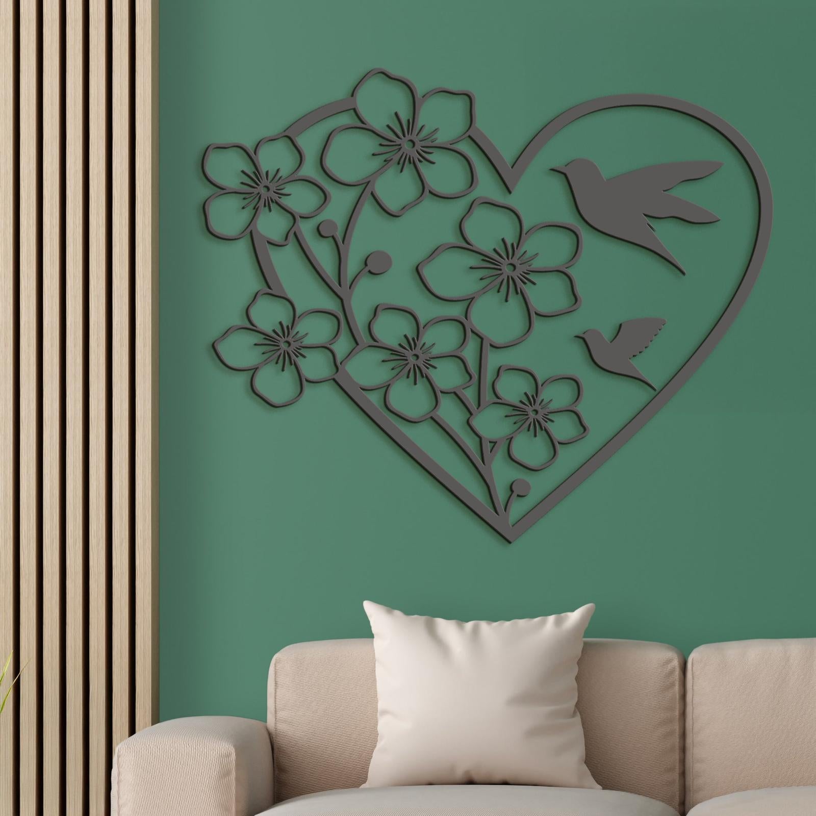 Drevený obraz Srdce s kvetmi-DREVTEX