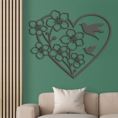 Drevený obraz Srdce s kvetmi-DREVTEX