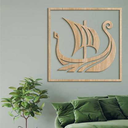 Dreveny obraz Vikingska lod-DREVTEX