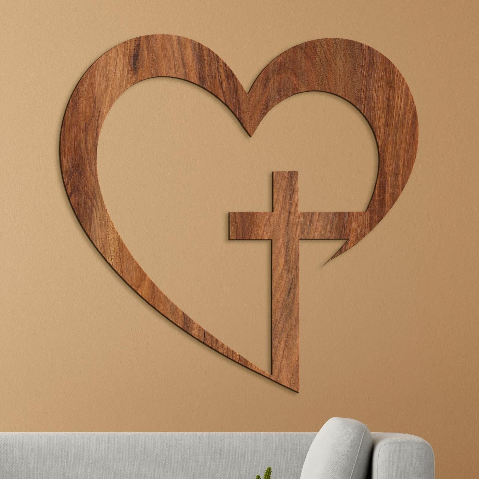 Drevený obraz na stenu Kríž v srdci-DREVTEX