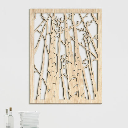 Drevený obraz na stenu silueta lesa-DREVTEX