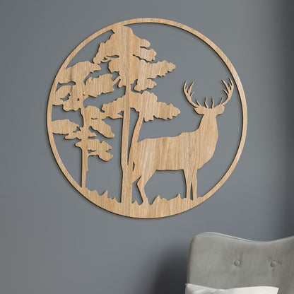 Drevený obraz Jelenia silueta-DREVTEX