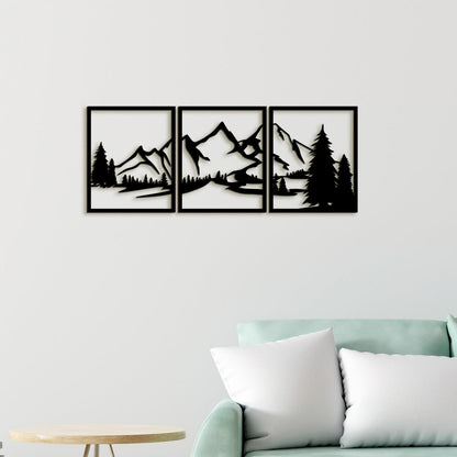 Trojdielny obraz na stenu Hory-DREVTEX